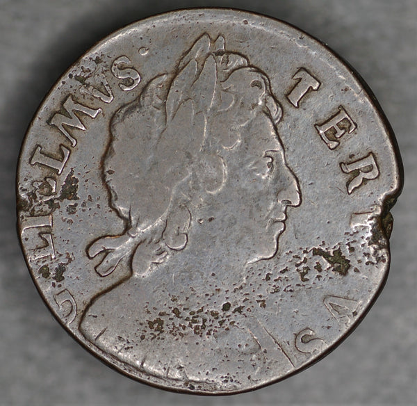 William III. Halfpenny. 1697. No stop after tertius.