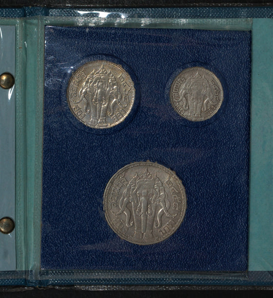 Thailand. Set of 3 coins in vintage folder