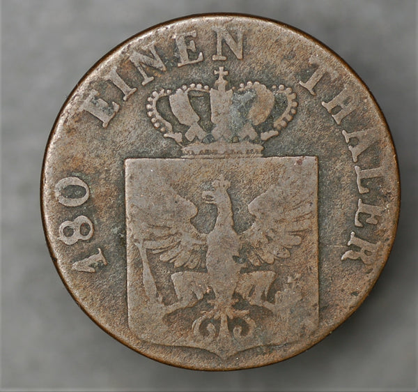 Germany. Prussia. Scheide munze. 2 pfennig. 1826D