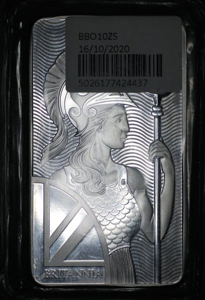 Royal mint 'Britannia' 10oz fine silver bar. 2020