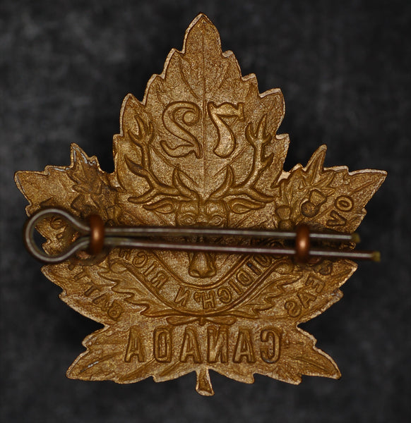 Canada 72nd overseas battalion cap badge.