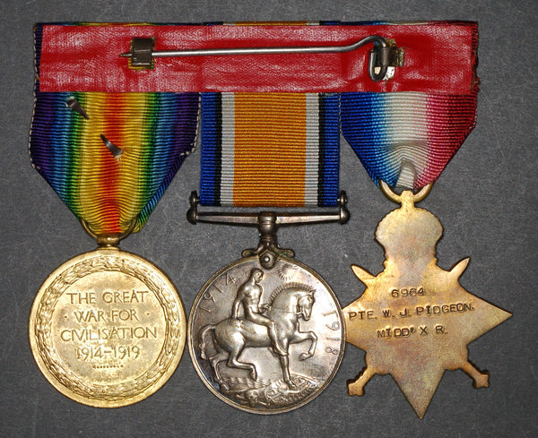 WW1 Trio. Pidgeon. Middlesex Regiment.