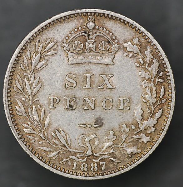 Victoria. Sixpence. 1887. Wreath reverse