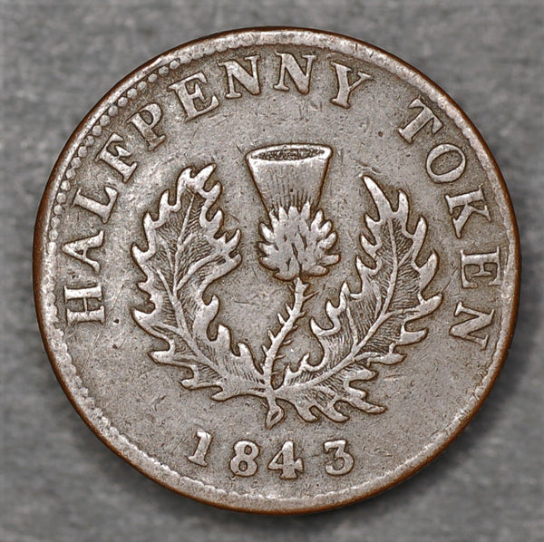 Canada. Nova Scotia Halfpenny token. 1843
