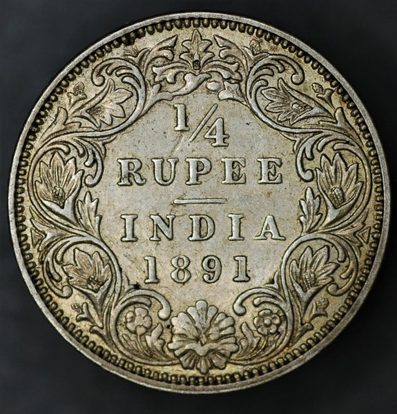 India. 1/4 Rupee. 1891B