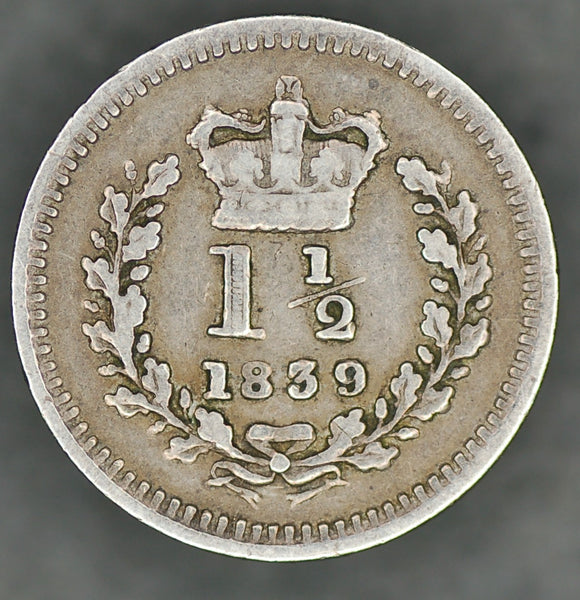 Victoria. Threehalfpence. 1839