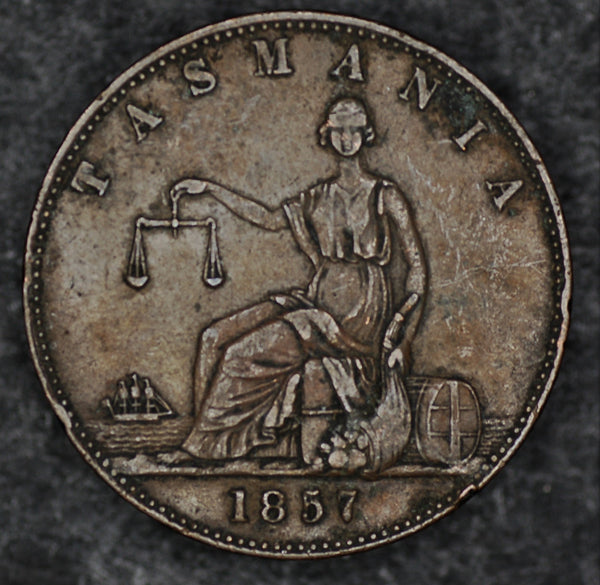 Australia. Tasmania. One penny token. 1857. I Friedman