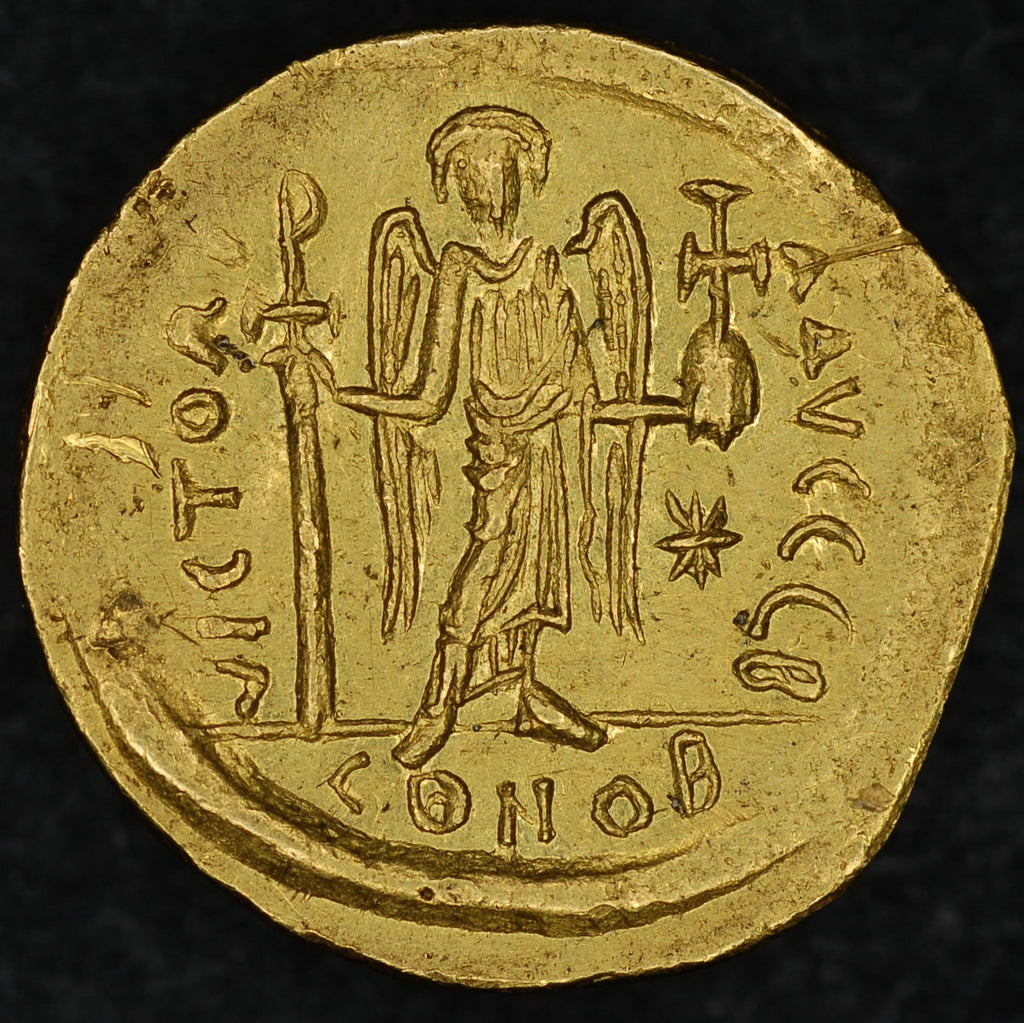 Justinian Decree Byzantine. Justinian I (527-565), AV Solidus, AD 527-538 – Coins4all