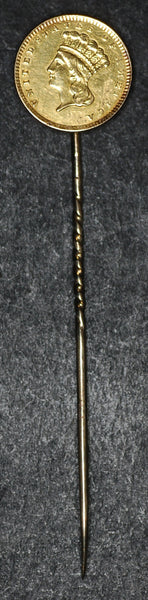 USA. Gold dollar. 1856. pin mounted.