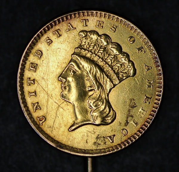 USA. Gold dollar. 1856. pin mounted.