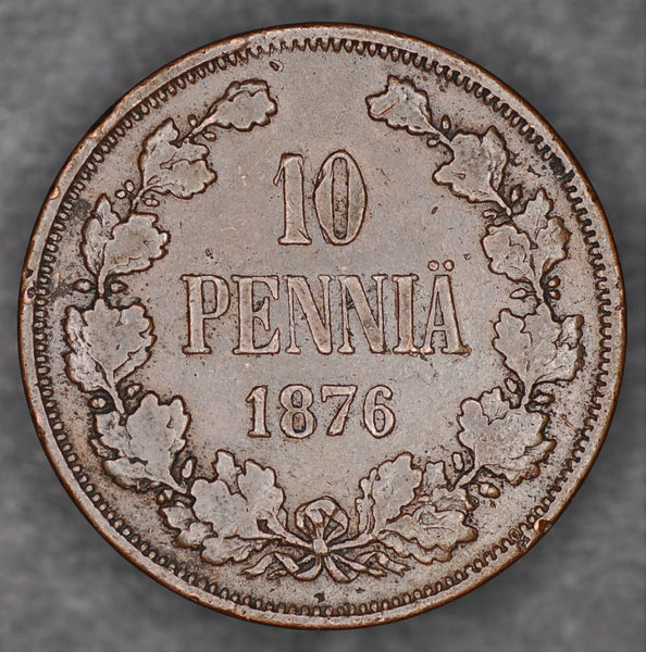 Finland. 10 Pennia. 1876