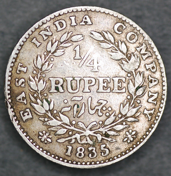 India. E.I.C.  Quarter Rupee. 1835