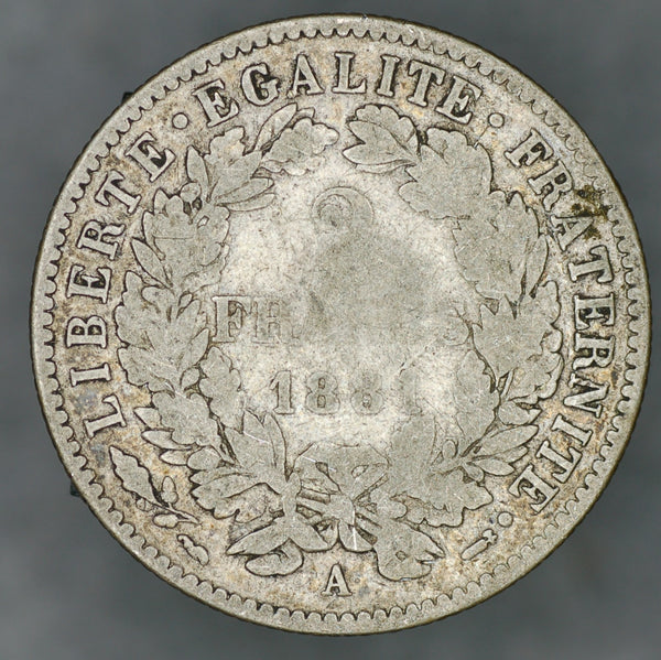 France. 2 Francs. 1881A