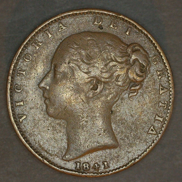 Victoria. Farthing. 1841. Unbarred A's in Gratia.
