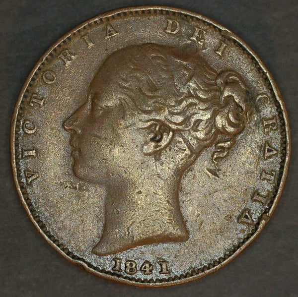 Victoria. Farthing. 1841. Unbarred A's in Gratia.