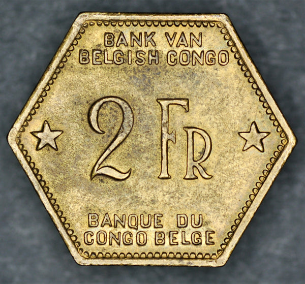 Belgian Congo. 2 Francs. 1943