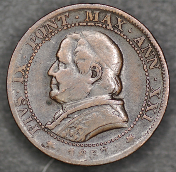 Italy. Papal states. 1 Soldo. 1867