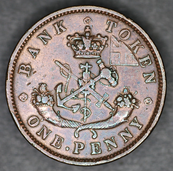 Canada. One penny bank token. 1854