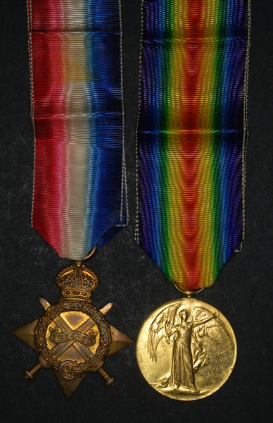 WW1. 1914-15 star & victory medal. Adcock. A.S.C. Casualty