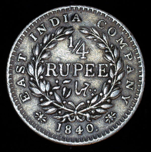 India. East India Company. Quarter Rupee. 1840