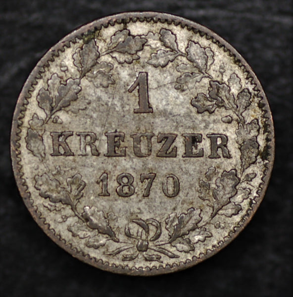 Germany. Wurttemburg. 1 Kreuzer. 1870