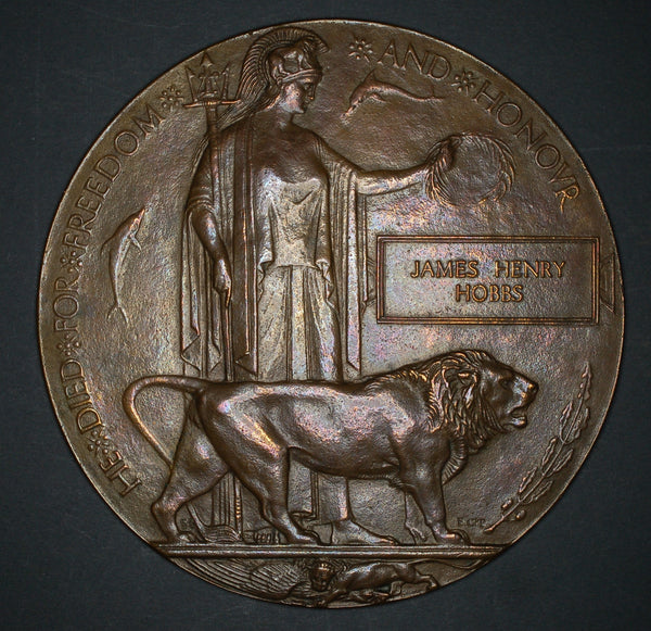 WW1. Memorial plaque. James Henry Hobbs. Royal Fusiliers