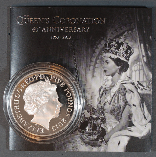 Elizabeth II. Proof silver 5 pounds. 60th anniversary of the coronation. 2013