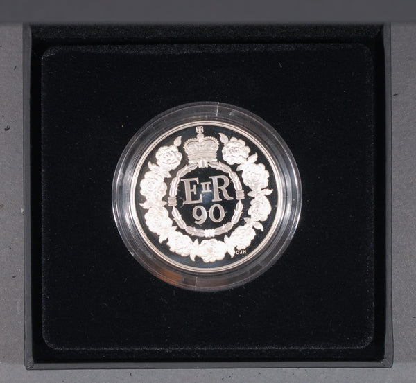 Elizabeth II. 90th birthday. Proof silver 5 pounds. 2016