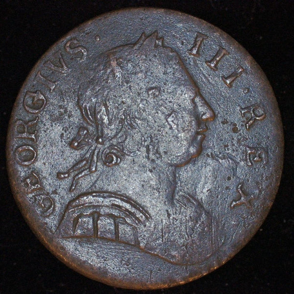 George III. Halfpenny. 1775. Counterfeit