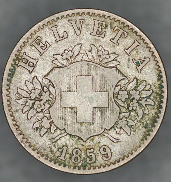 Switzerland. 20 Rappen. 1859