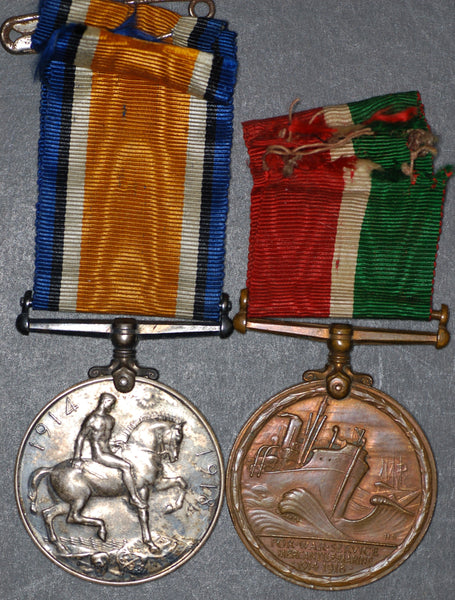 WW1. Mercantile Marine pair & certificate. Ellis.