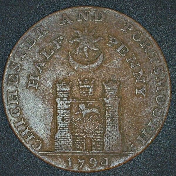 Sussex. Portsmouth & Chichester.  Halfpenny token. 1794