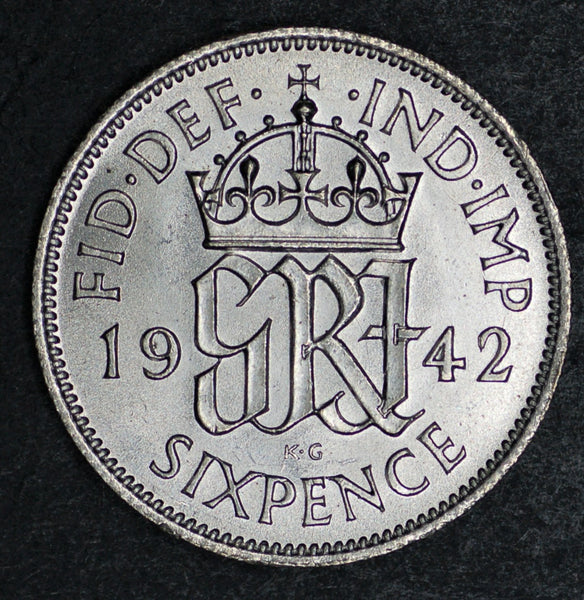 George VI. Sixpence. 1942. Uncirculated.
