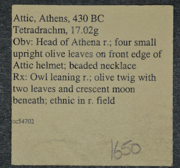 Greece. Tetradrachm. Athens 454-404BC