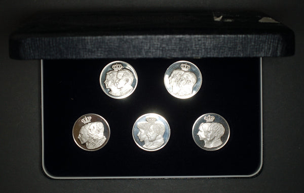 Belgium. 'Belgium dynasty' silver medallion set
