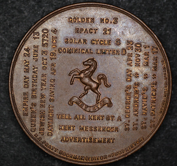 Kent messenger advertising calendar medallion. 1959