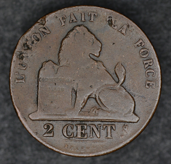 Belgium. 2 Centimes. 1853