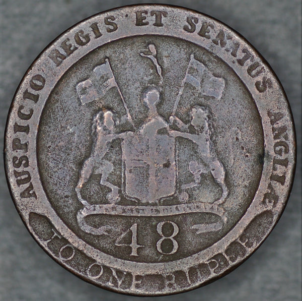 India. East India company. 1/48th Rupee. 1794
