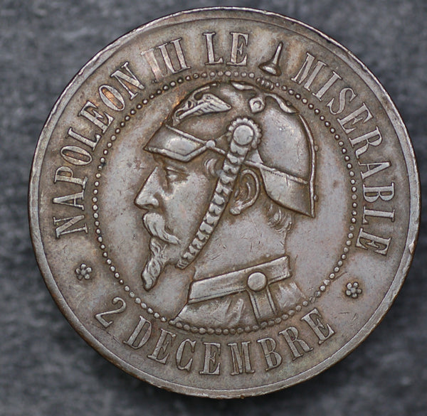 France. Satirical token 'Napoleon III Le Miserable