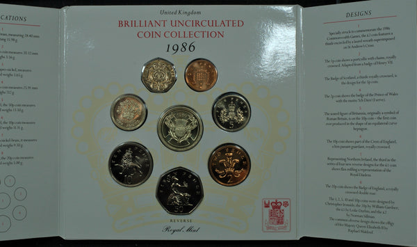 Royal Mint. Uncirculated set. 1986