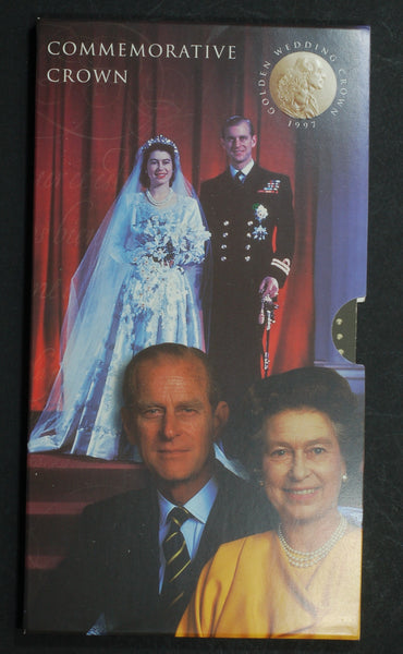 Elizabeth II Royal Mint 5 pounds. 1997 golden wedding.
