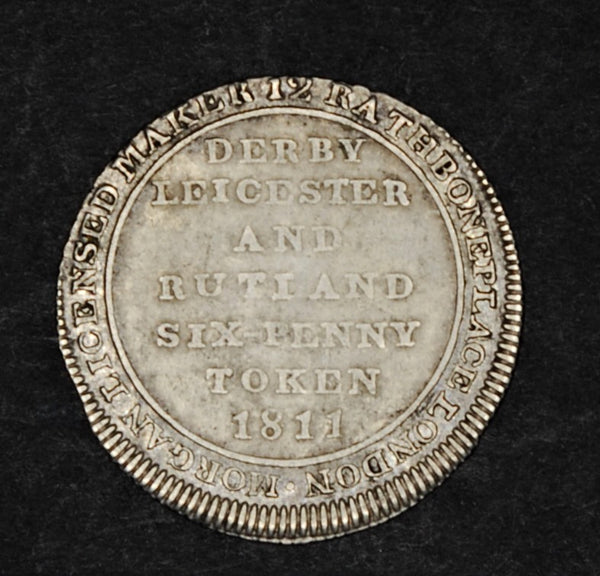 Sixpence token. 1811. Derby, Leicester & Rutland