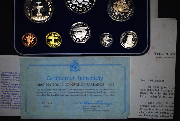Barbados Proof set 1973. First national coinage.