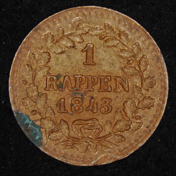 Switzerland. 1 Rappen 1843