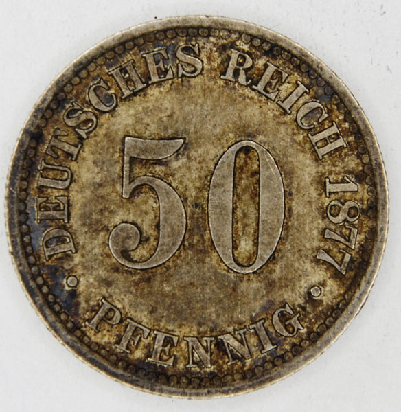 Germany. 50 Pfennig. 1877B.