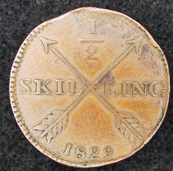 Sweden. 1/2 Skilling. 1829.