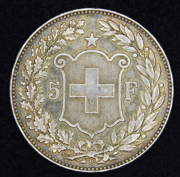 Switzerland. 5 Francs. 1908B.