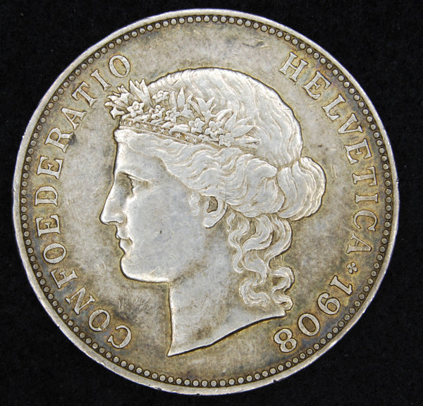 Switzerland. 5 Francs. 1908B.