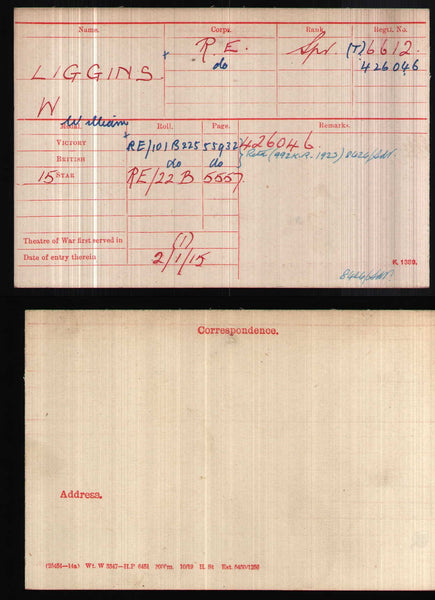 WW1. Western Front Distinguished Conduct Medal & 1915 star. Killed in action. William Liggins. R.E.