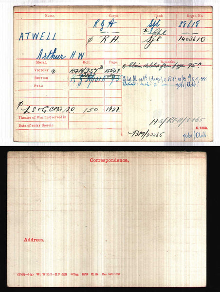 WW1 MSM/LS&GC group of 3. Atwell. R.A.
